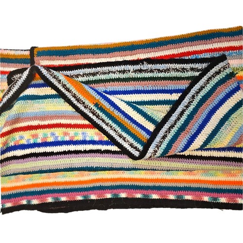 Vintage gehäkelte Oma Roseanne Afghan Quilt 72x57 Überwurf - Handarbeit, Wohndeko - Bild 1 von 9