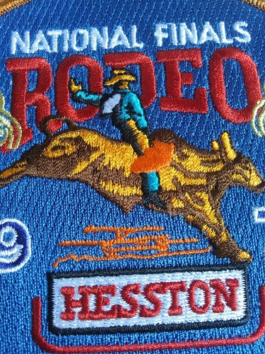 NFR RODEO - Steer & Cowboy BULLRIDING ~ HESSTON 1977 ~ Bronco Bustin PATCH - Picture 6 of 7