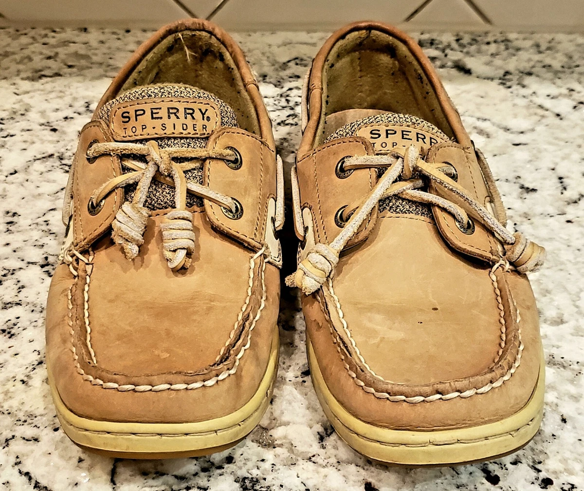 Sperry Topsider Beige Lace Up Comfort Boat Shoes Womens Size 9 M