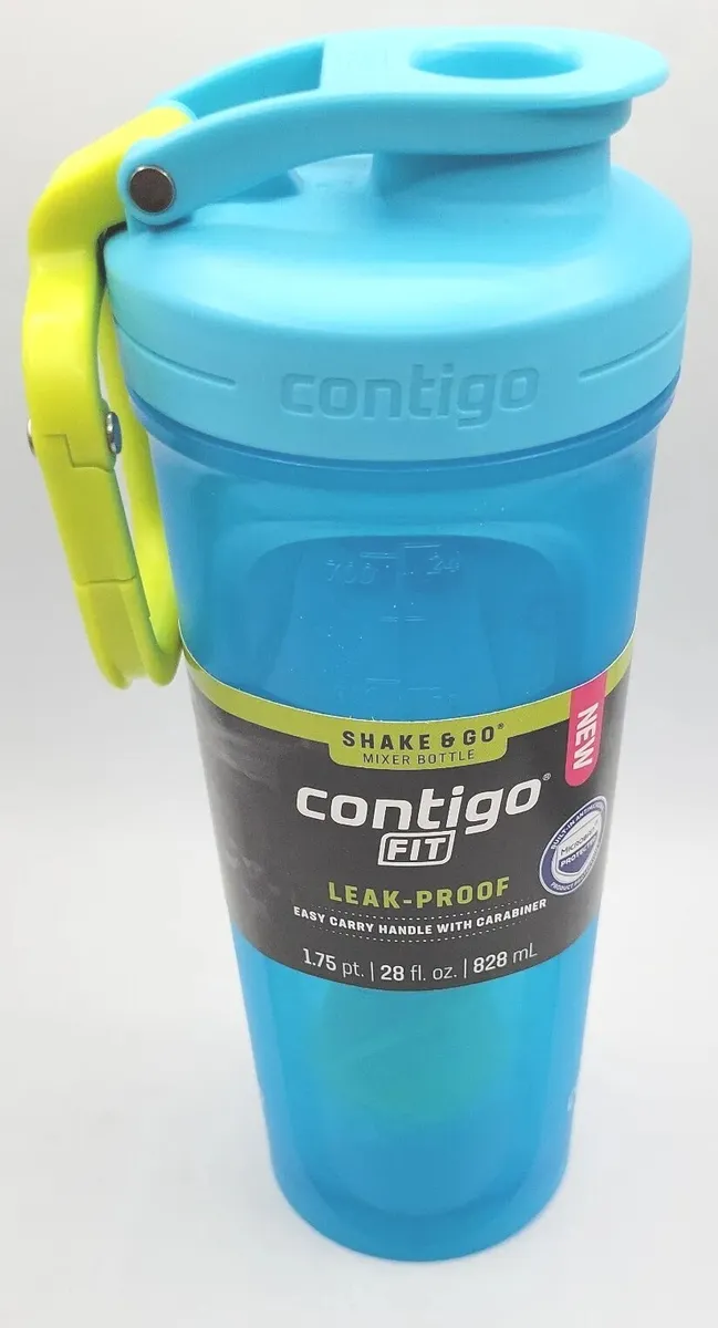 Contigo Shake & Go Fit Shaker Bottle 28oz Leak Proof Carabiner Water Mixer  Blue