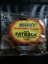 WALLACE’S PORK FATBACK WITH SKIN ATTACHED CHICHARRONES BBQ (HARD SKINS)(10 PACK)