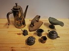 Lot de 5 bibelots miniatures-Cuivre-Etain-Argent-Fer à repasser-Encensoir