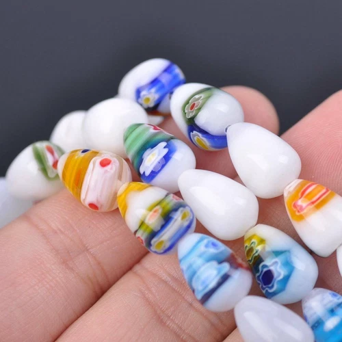Millefiori Lampwork Glass Loose Spacer Beads Charms Findings Random Mixed Colors - Picture 57 of 73