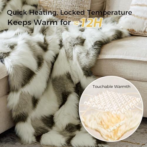 Faux Fur Throw Blanket for Couch - Fuzzy Fleece Blankets, Luxury Thick Soft - Picture 5 of 7