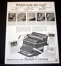 1946 OLD MAGAZINE PRINT AD, SMITH-CORONA TYPEWRITERS, WHICH TYPE ARE YOU