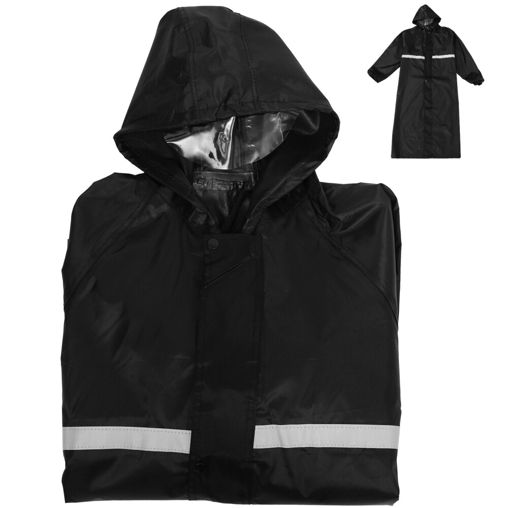 Black Raincoat Men Camping Raincoat Gear Adutl Hooded Poncho-image