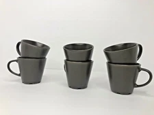 Ceramic Mug Set Lot 6 Brown 6oz Footed Bottoms