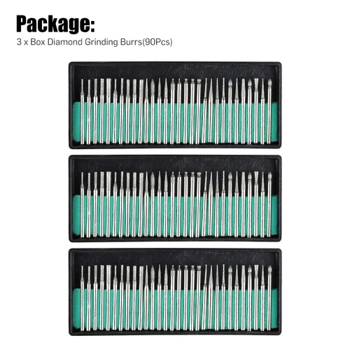 Juego de 90 piezas de brocas de rebaba de diamante de 1/8" accesorios de múltiples herramientas giratorias para Dremel - Imagen 9 de 9