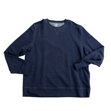 G.H. BASS CO Pullover Sweatshirt 2XL Men's Blue Crew Neck Long Sleeve Sweater