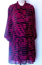COLLECTIVE CONCEPTS Womens Purple Magenta Black Dress Sz L NWT Stripe Zebra