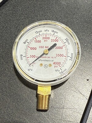 #ad 9006050 HARRIS 0 4 000 PSI PRESSURE GAUGE WITH 1 4quot; MNPT BOTTOM MOUNT CONNECTION $17.50