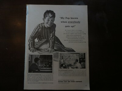 Electric Light And Power Companies Full Page B&W Magazine AD 1947 Vintage