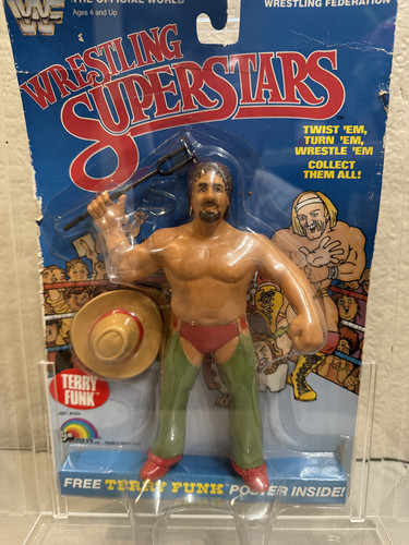 1985 LJN WWF Terry Funk On Card in in acrylic box....