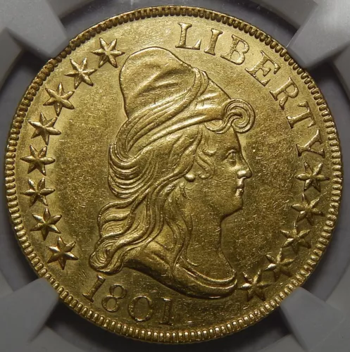 1801 NGC AU58 $10 DRAPED BUST GOLD