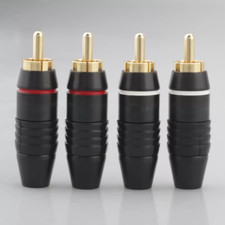8PCS Hi-end 24K Brass Gold Plated Male RCA Plug HiFi Audio Signal Cord Connector