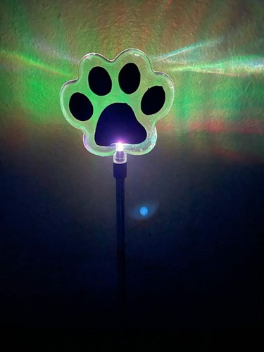 2 Set Dog Paw Acrylic Solar Garden Yard Patio Stake Light LED Changing Light - Picture 5 of 11