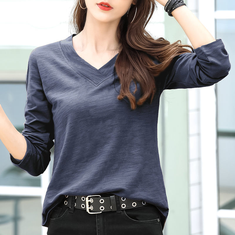 v neck long sleeve shirts for women