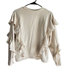 A New Day Sweatshirt Womens Small Ruffle Cream