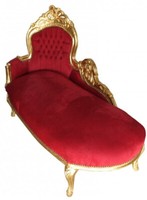 "Casa Padrino Barock Chaiselongue \"King\" Bordeaux/Gold Liege Recamiere Sofa"