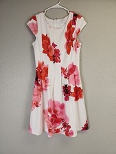 NWOT Calvin Klein White Pink Floral Fit and Flare Dress SZ N/A