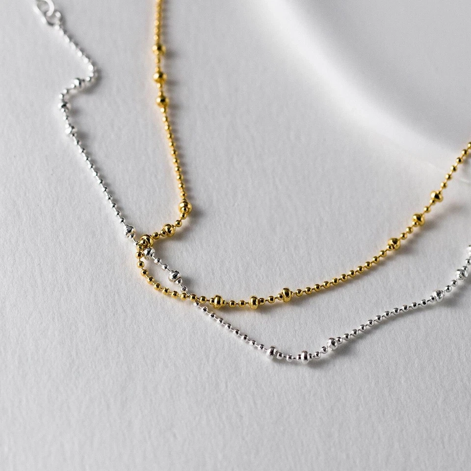 Woman Real s925 Sterling Silver Beaded Balls Chain Bracelet Bangle Allergy free - Image 2 of 4