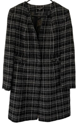 Isabella DeMarco for Tahari Levine Black And White Patterned Mid Length  Coat- 14