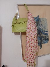 Via Spiga Green Leather Hobo/ Shoulder Bag + Nwt Monoprix Silk Scarf 