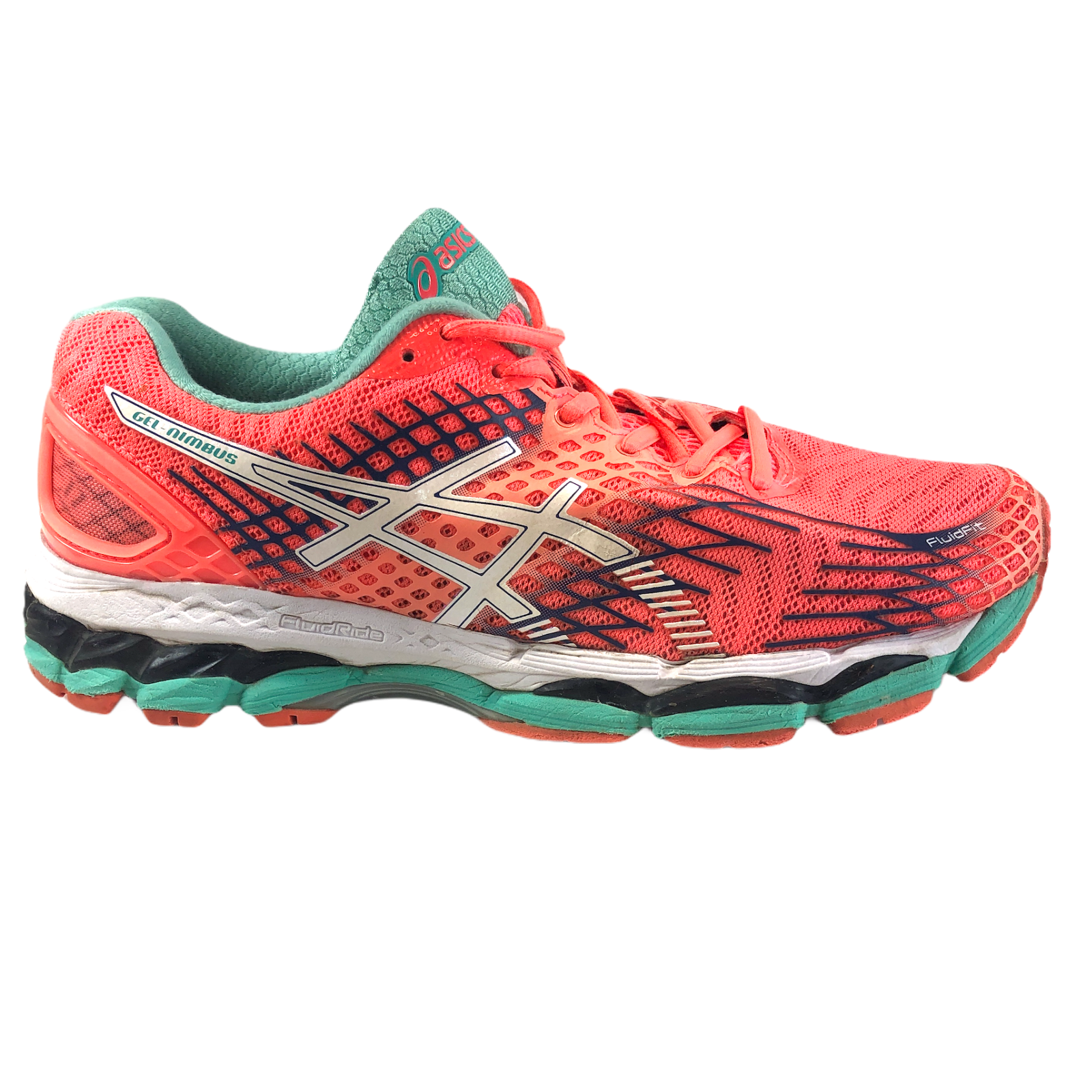 ASICS Gel Nimbus Womens Pink Aqua Size 9 Running Shoe FluidRide FluidFit  T557N | eBay