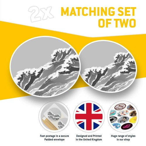 2 x Vinyl Stickers 30cm (bw) - Oriental Ocean Wave Art Sea #38407 - Photo 2/8