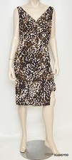 Nwt $134 Ralph Lauren V-Neck Leopard Matte Jersey Dress Top ~Brown/Navy *12