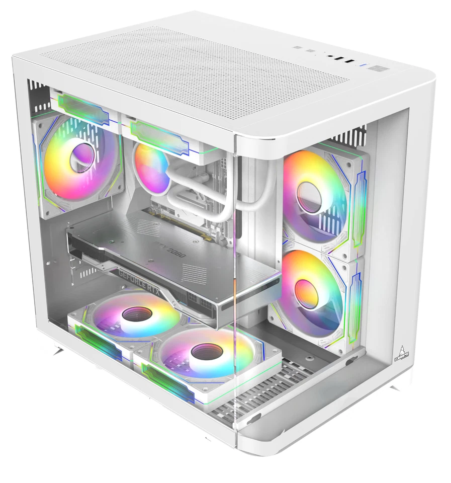 Iceberg Gaming PC Case Crystal Wave M WHT curved tempered Glass with PSU 500WX - Image 2 of 4