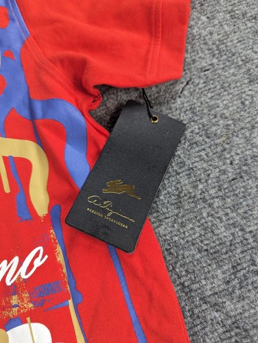 A. TIZIANO T-Shirt Mens L Red Jared Flame Crew Neck Graffic Print NWT - Picture 3 of 8