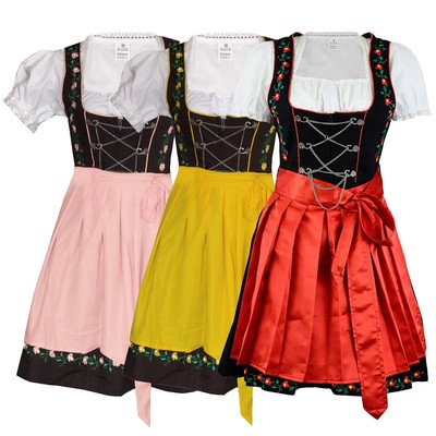 GermanWear 3-teiliges Midi-Dirndl-Set Dirndel Dirndlbluse Dirndlschürze