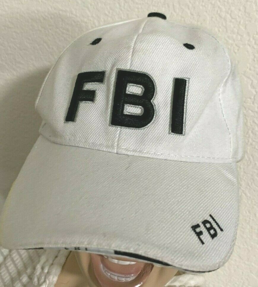 White Black FBI Costume Hat - One Size Adjustable - Gem