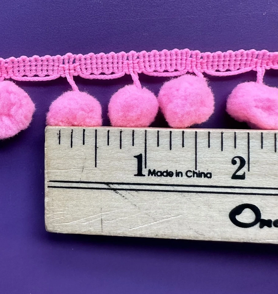 Pom Pom Fringe, about 1" wide (pom ball 1/2")  select color  price for 1 yard - Image 2 of 3