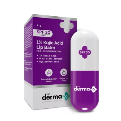 The Derma Co 1% Kojic Acid Lip Balm With Alpha Arbutin & Hyaluronic Acid SPF 30