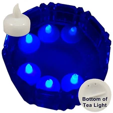 NEW 6 Blue Led Floating Floral Tea Light Candle for Wedding Centerpiece Decor