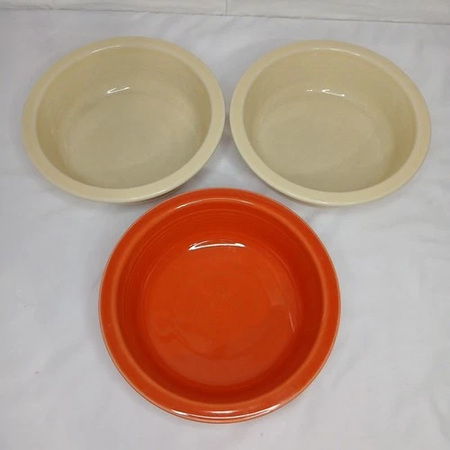 FIESTAWARE Fiesta Yellow Red  8.25" Pasta Bowls Homer Laughlin Set Of 3