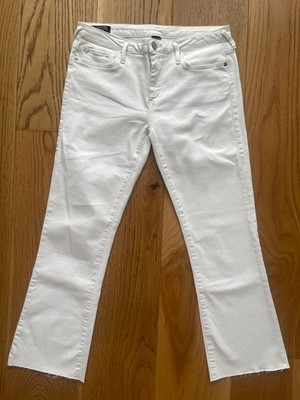 TRUE RELIGION HALLE JEANS DAMEN SUPER SKINNY WEISS DENIM CROPPED JEANS W27 X L26