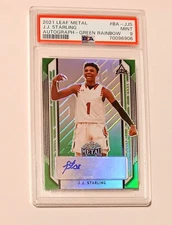 PSA JJ STARLING #/10 Auto - 2021 Leaf Metal Autograph RC Rookie - GREEN RAINBOW