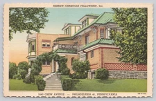 Vintage Linen Postcard 1643 Chew Avenue Philadelphia PA Hebrew-Christian