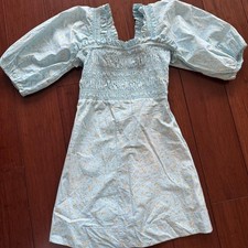 Ganni Women's Blue and Yellow Dress