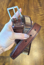 Men's 36  Brighton Brown Leather Multicolor Woven Belt
