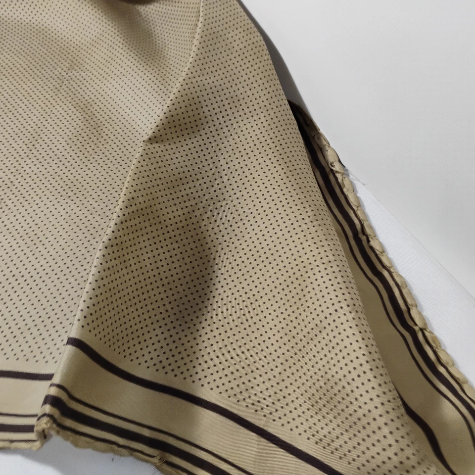 Vintage Yves Saint Laurent Handkerchief Pocket Square Brown Tan Logo Polka Dot - Image 4 of 4