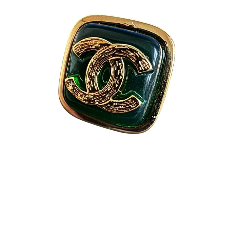 Pendientes Chanel Cuadrados Oro y Verde con Caja Foto 2 de 4