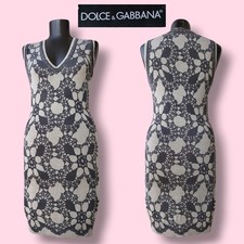 D&G Dolce Gabbana Dress Sleeveless Lace Print Kaleidoscope Silk Vintage Size S