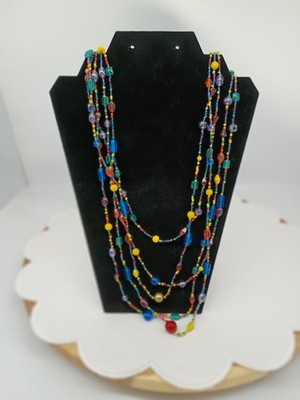 Artisan Made Multistrand Multicolored Glass Bead Statement Necklace