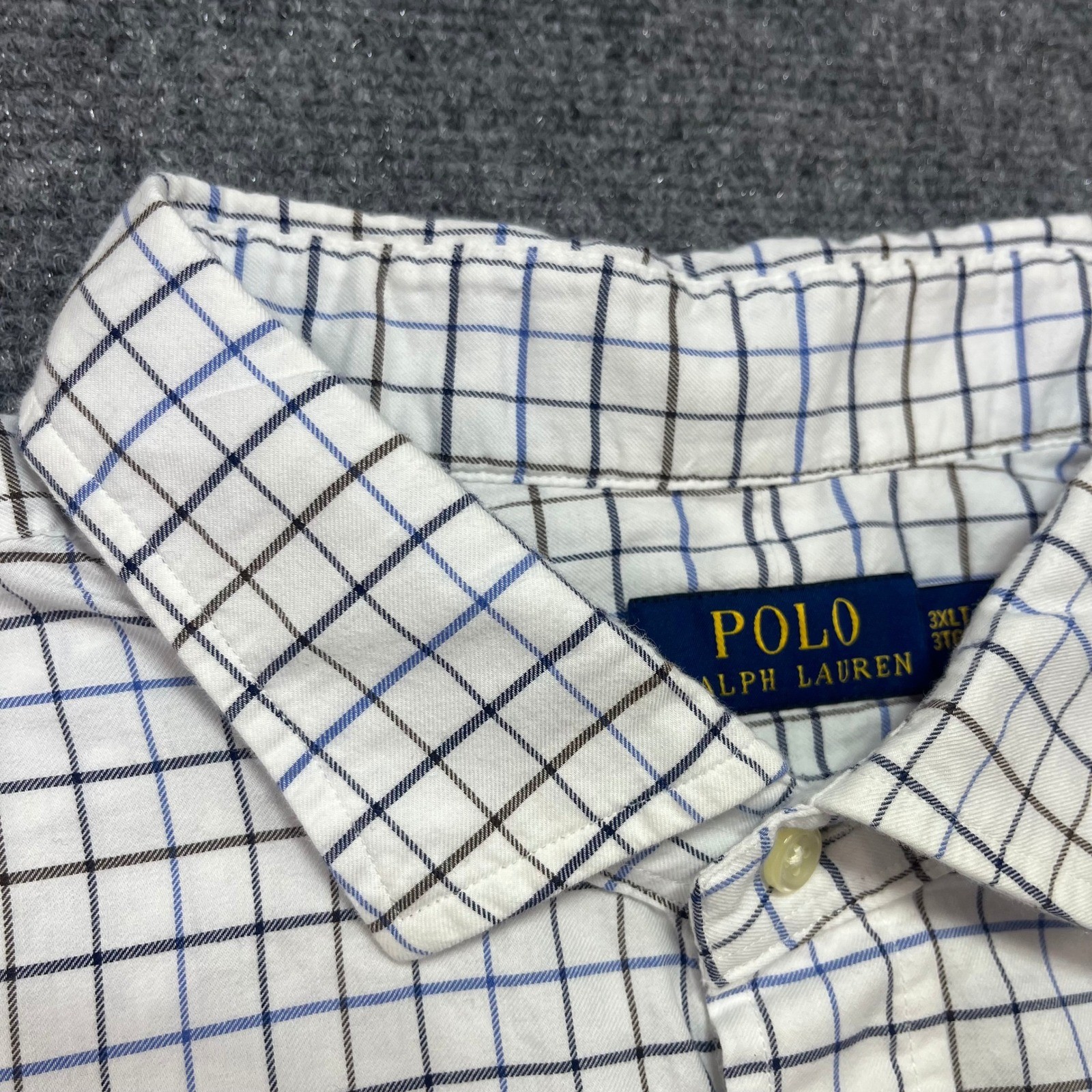 Polo Ralph Lauren Mens 3XLT Tall Button Down Shirt White Blue Check Windowpane