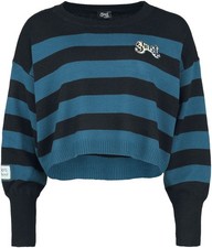 Suéter tejido Ghost para mujer negro/azul a rayas suéter suéter banda