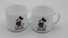 Vintage Pair Mickey Mouse Milk Glass Mugs Walt Disney Productions 1970s